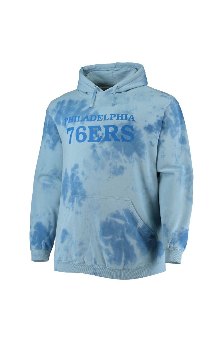 FANATICS Men's Fanatics Branded Royal Philadelphia 76ers Big & Tall Wordmark Cloud Dye Pullover Hoodie, Alternate, color, 