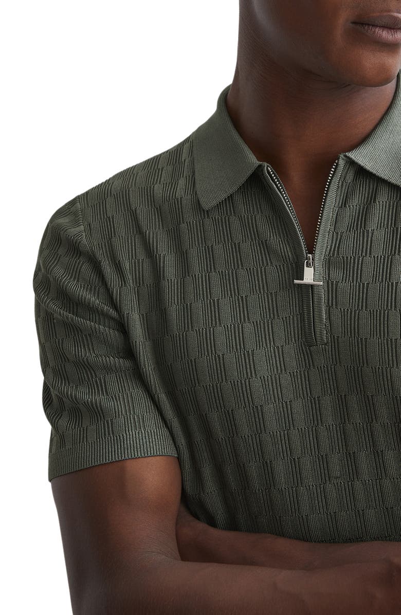 Reiss Ubud Textured Mosaic Quarter Zip Polo Sweater, Alternate, color,