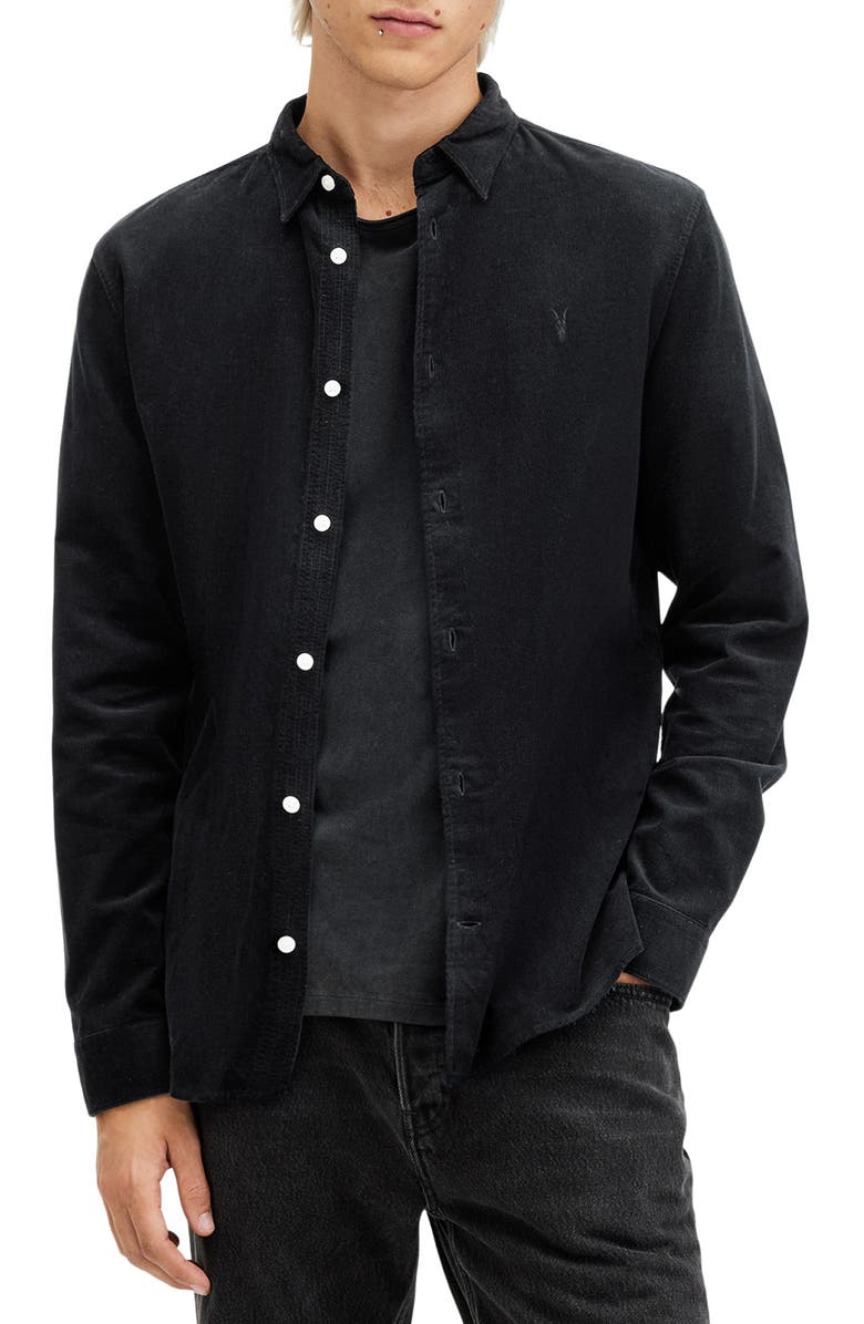 AllSaints Birchwood Fine Wale Corduroy Button-Up Shirt, Main, color, 
