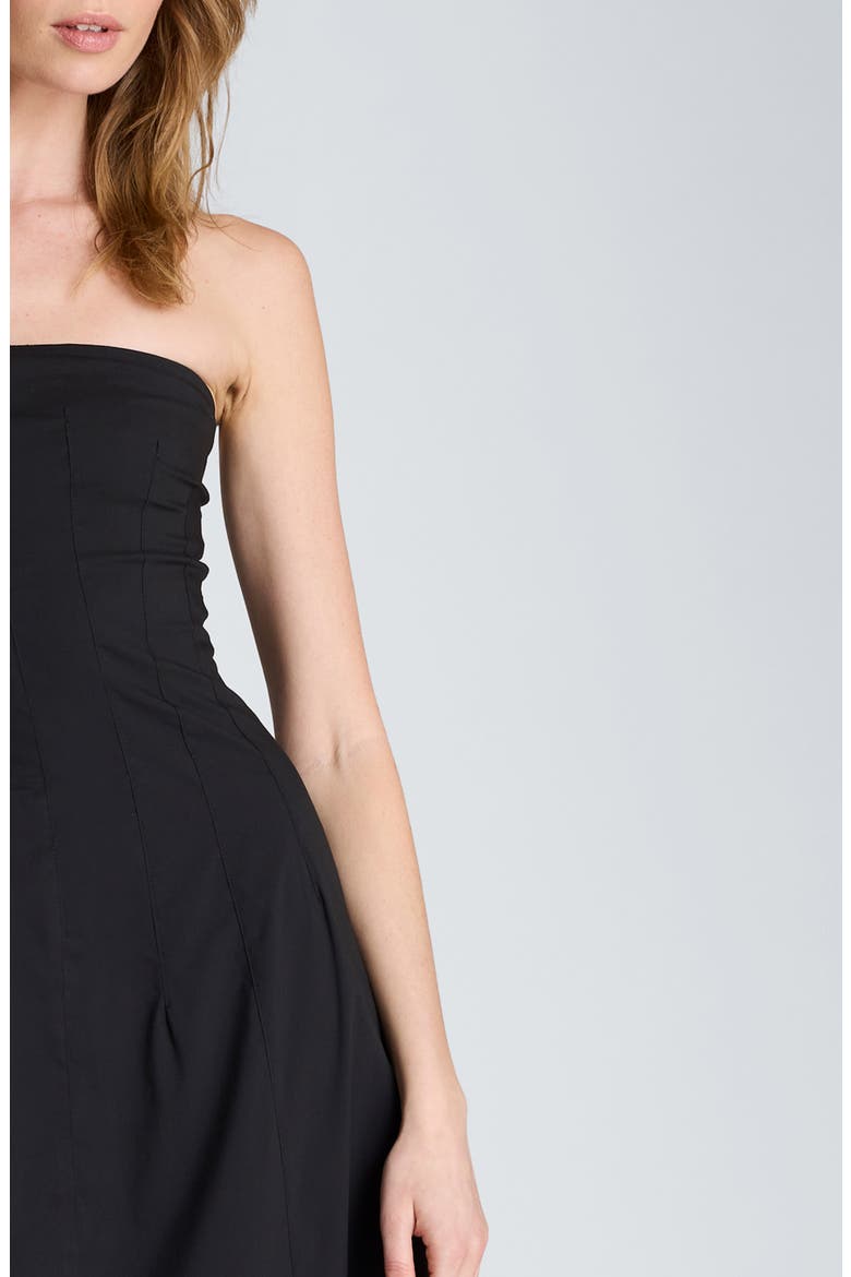 Strapless Stretch Poplin Maxi Dress, Alternate, color, BLACK