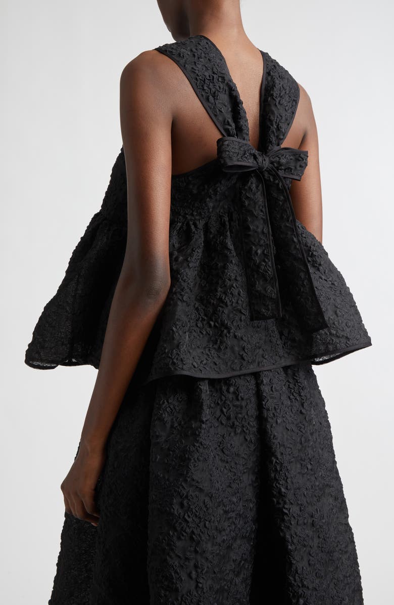 Cecilie Bahnsen Cora Grasmere Matelassé Babydoll Top, Alternate, color, Black Grasmere Matelass