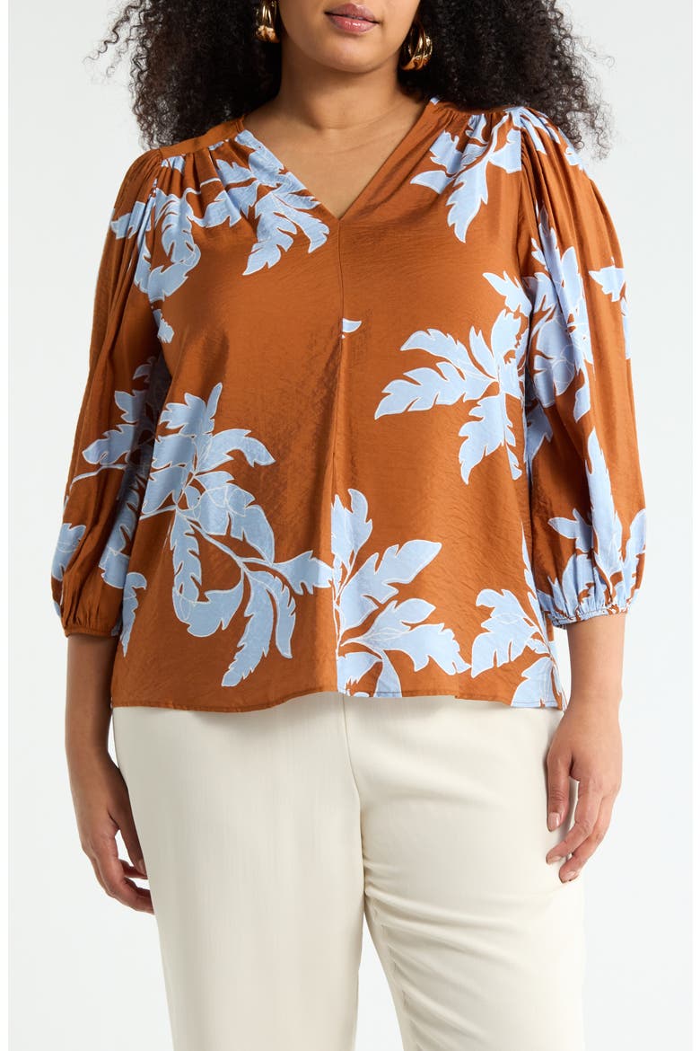 Floral Long Sleeve Top, Main, color, RUST