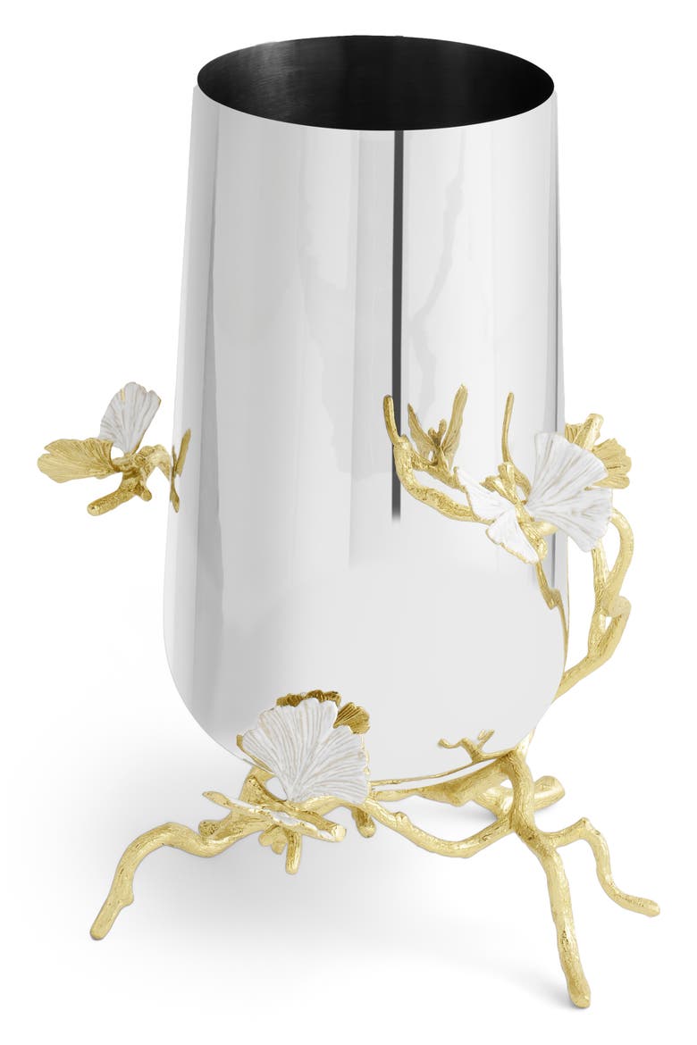 Butterfly Ginkgo Medium Vase, Alternate, color, SILVER/ GOLD