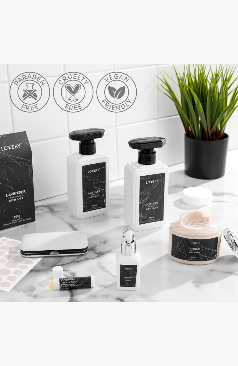 Lovery Lavender 18-Piece Birthday Gift Basket, Alternate, color, Black Marble