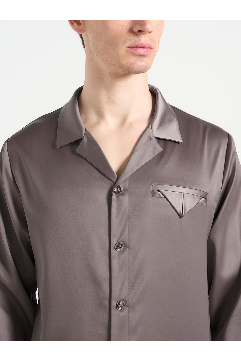 Constant Satin Shirt, Alternate, color, Taupe
