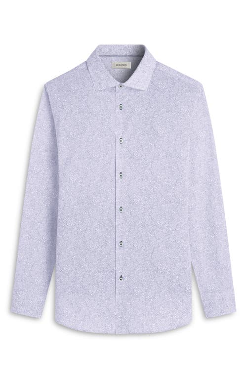 Bugatchi Axel Floral Shaped Fit Stretch Cotton Button-up Shirt In Black