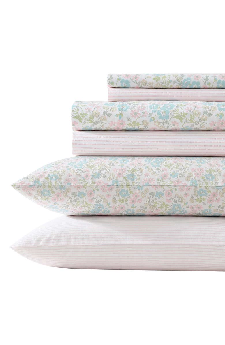 Laura Ashley Jaynie 6-Piece Sheet Set, Main, color, Pastel Blue