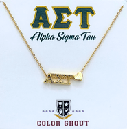 Color Shout Alpha Sigma Tau Sorority Gold Heart Necklace