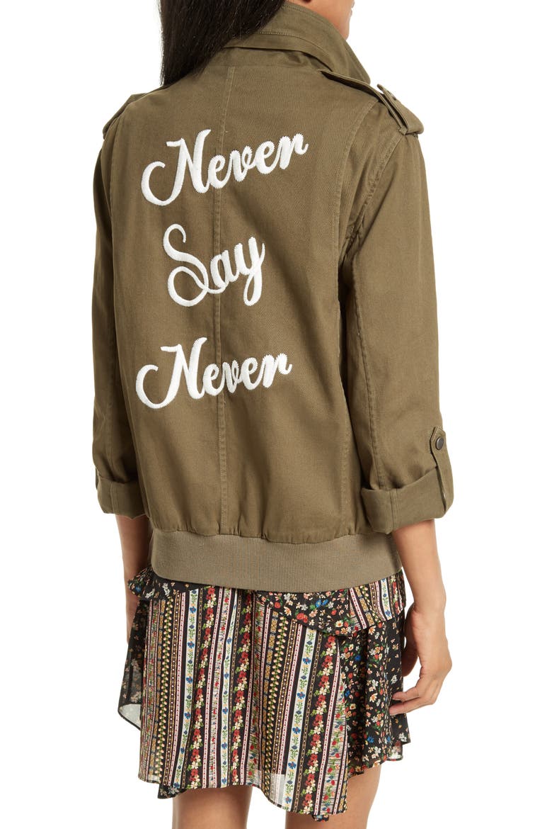Marvis Embroidered Twill Utility Jacket, Alternate, color, ARMY/ CREAM