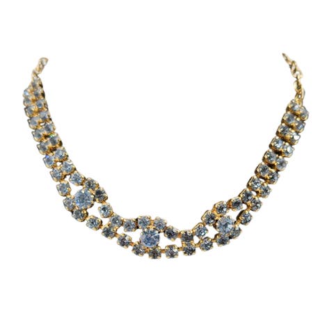 Vintage 1950s Blue Faceted Rhinestone Necklace