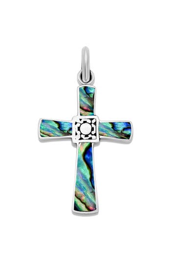 Samuel B. Abalone Cross Pendant In Blue