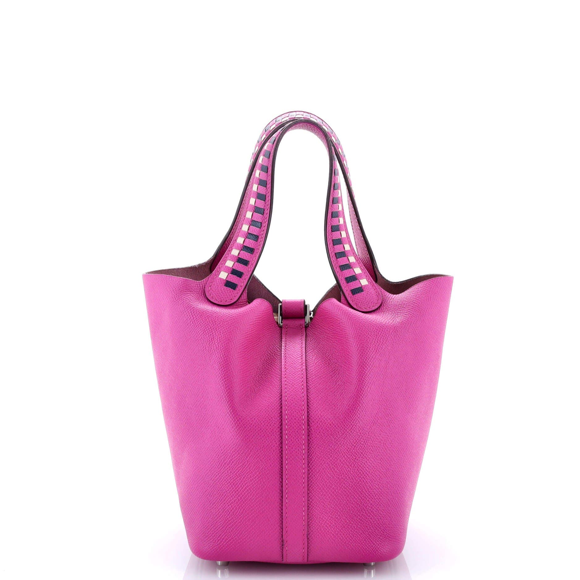 Pre-Owned Hermes Picotin Lock Bag Tressage Epsom PM, Alternate, color, Magnolia