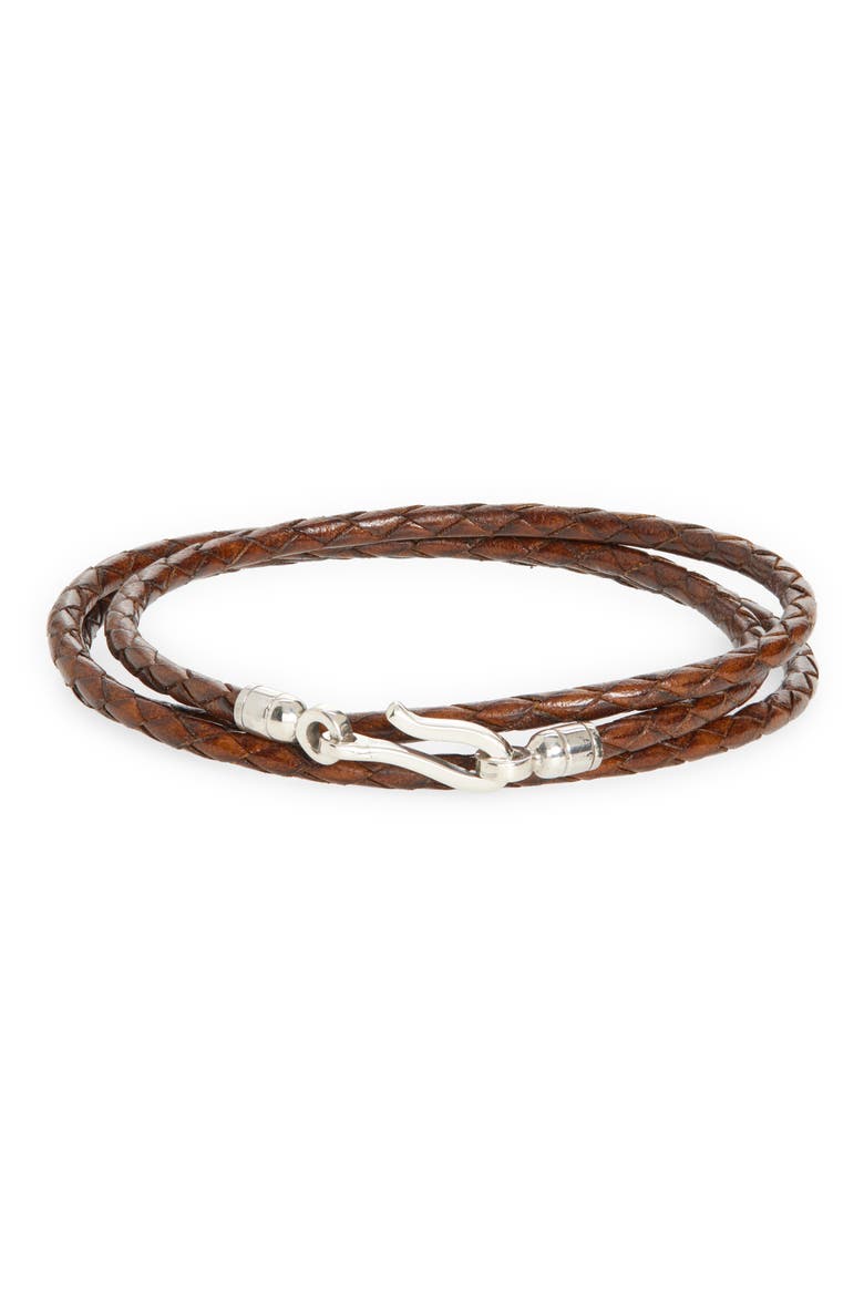 Men's Euro Braided Leather Triple Wrap Bracelet, Main, color, TAUPE