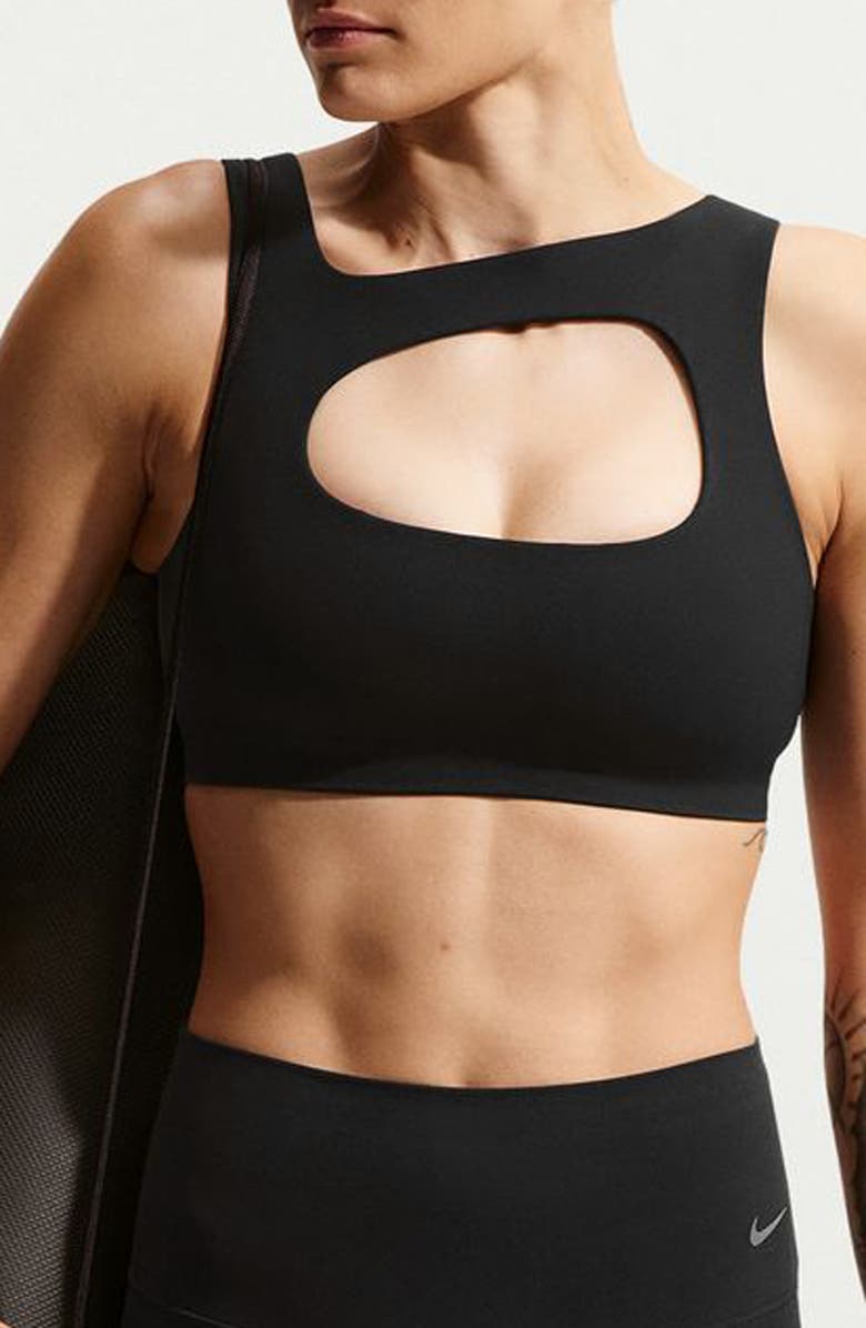Nike Zenvy Dri-FIT Sports Bra, Main, color, 010 Black/Col Gy