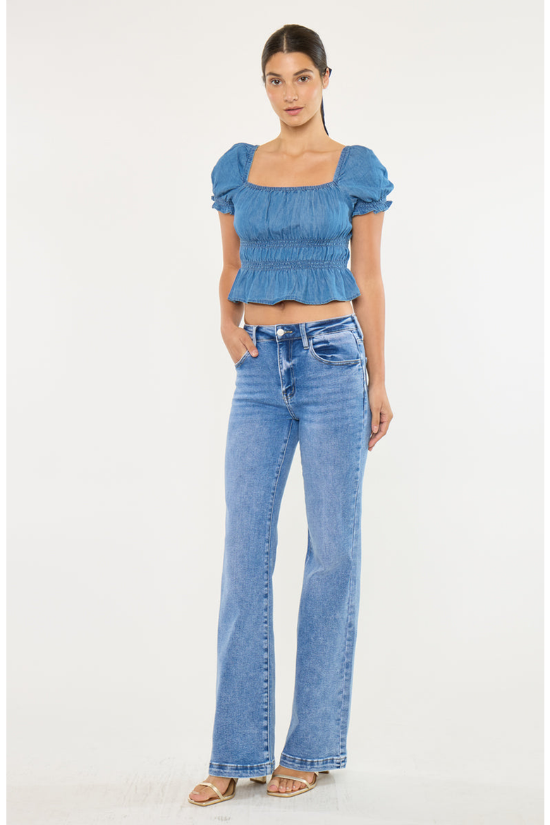 Avonlea Essentials High Rise Wide Leg Flare Jeans, Alternate, color, Medium Wash