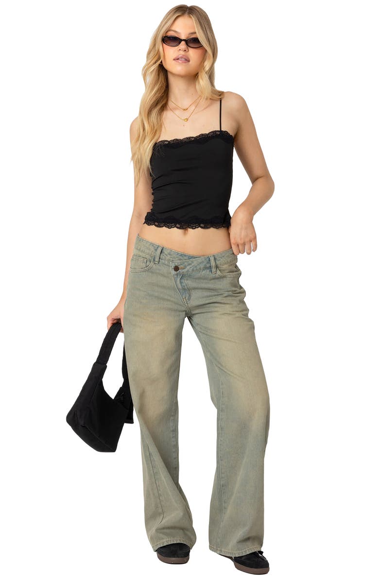 EDIKTED Cruella Lace Trim Camisole, Alternate, color, Black