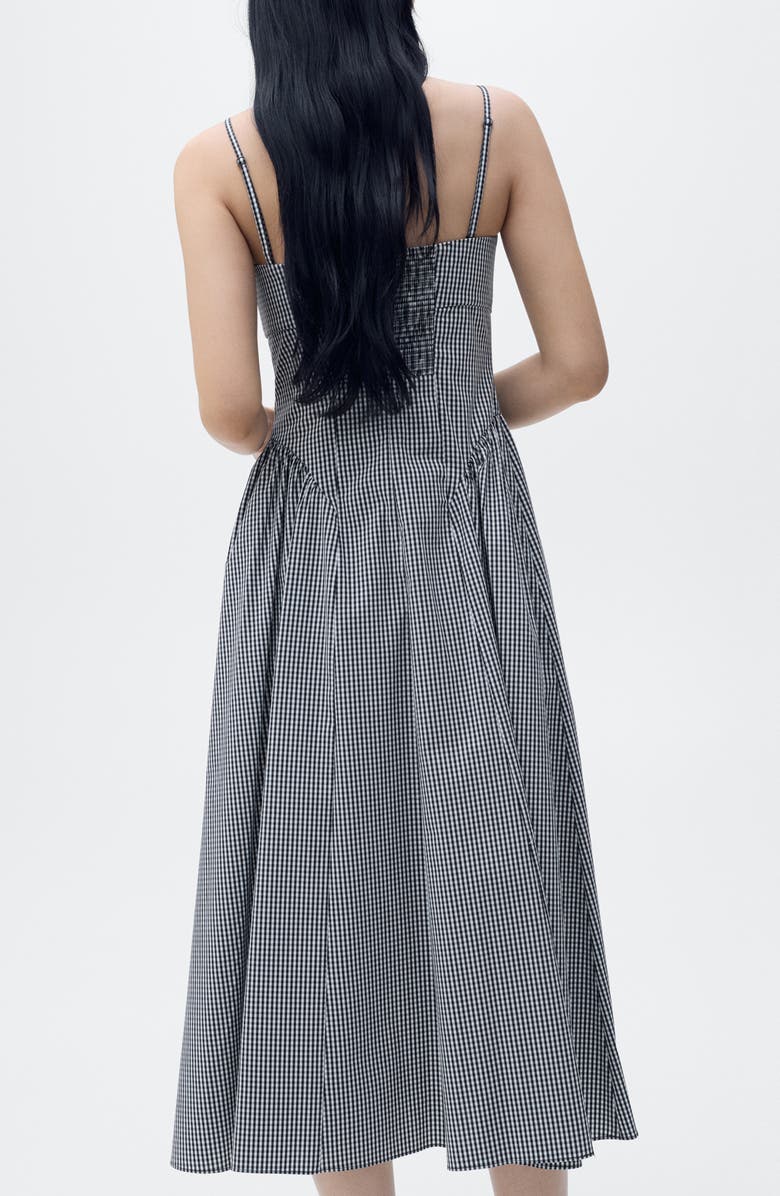 MANGO Zelda Gingham Midi Sundress, Alternate, color, Black
