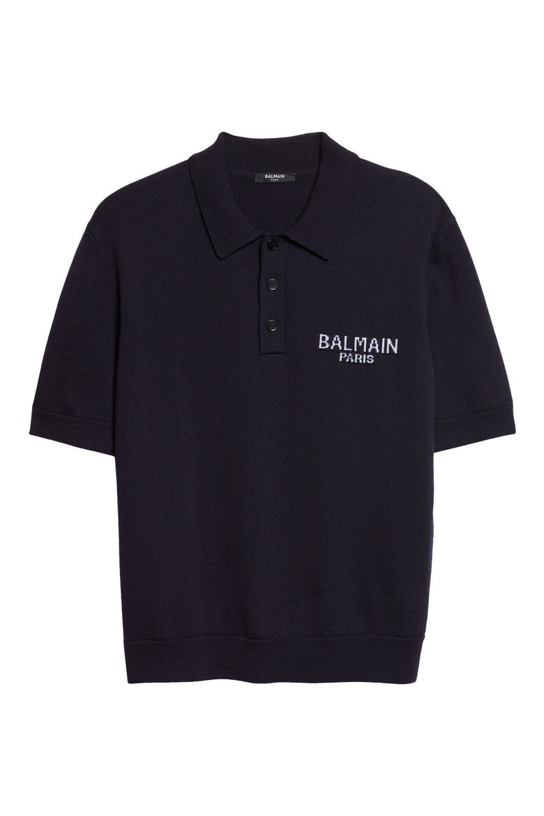 Paris Intarsia Merino Wool Polo, Alternate, color, NAVY/ NATURAL