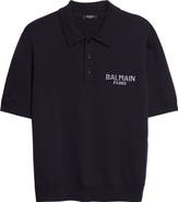 Balmain Paris Intarsia Merino Wool Polo