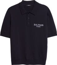 Balmain Paris Intarsia Merino Wool Polo