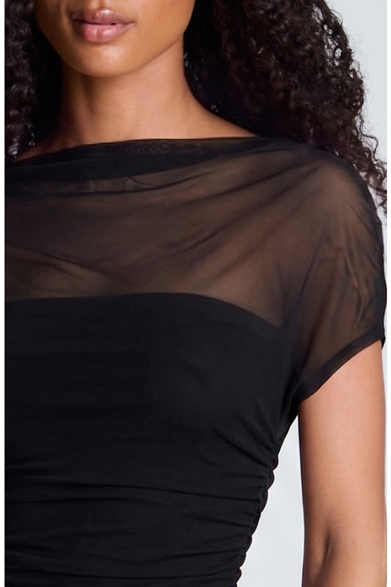 Ruched Body-Con Midi Dress, Alternate, color, BLACK