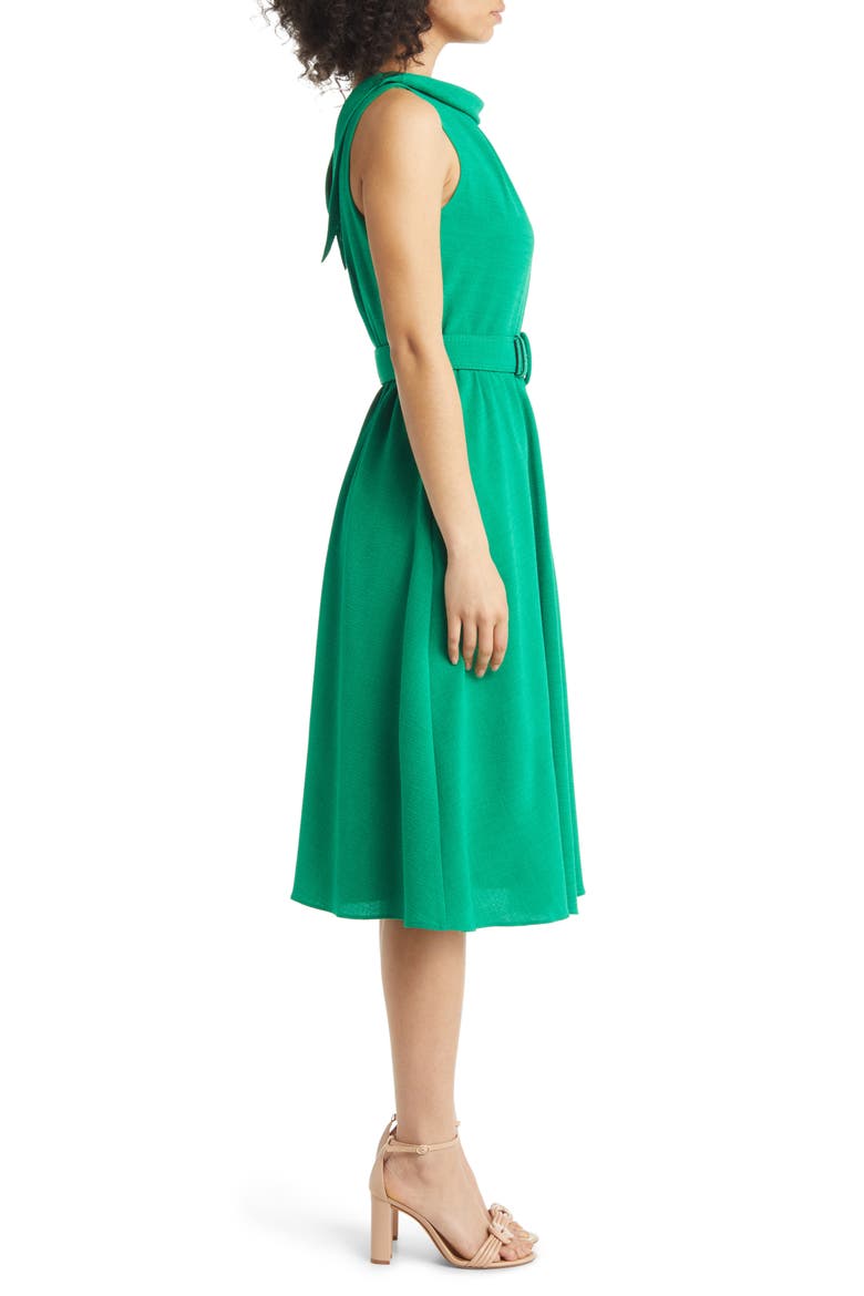 Donna Ricco Sleeveless Belted A-Line Dress, Alternate, color, GREEN