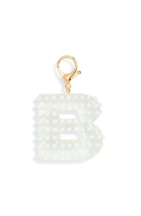 Faux Pearl Initial Bag Charm