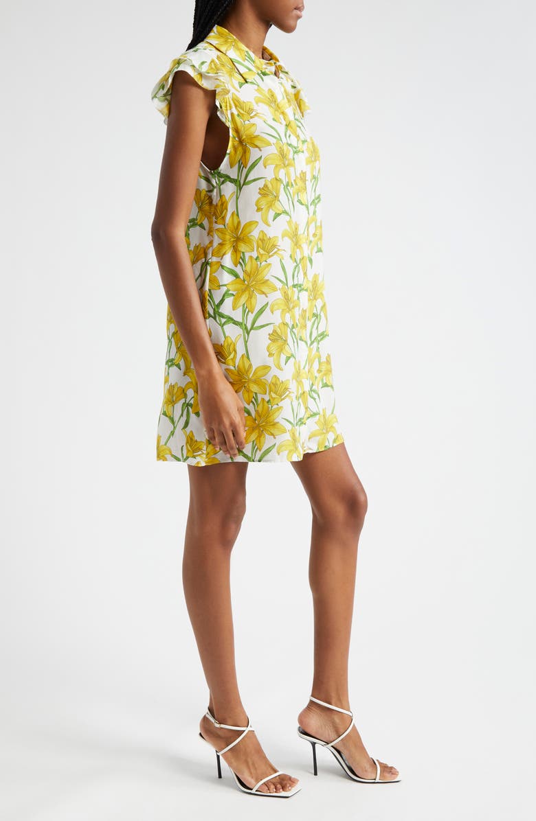 Alice + Olivia Jem Floral Flutter Sleeve Mini Shirtdress, Alternate, color, Stargazer Multi