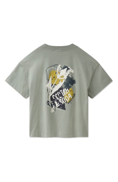 Scotch & Soda Dyed Boxy Crop Graphic T-shirt In Green