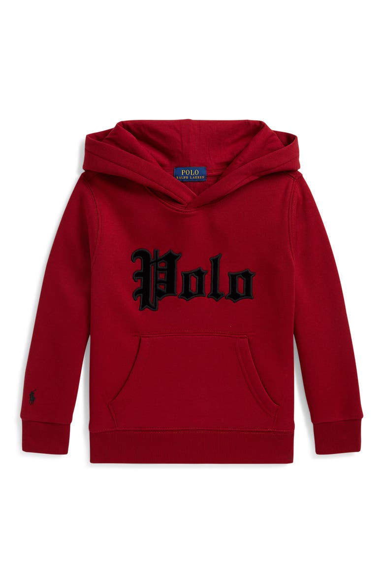 Kids' Polo Graphic Hoodie, Main, color, EATON RED