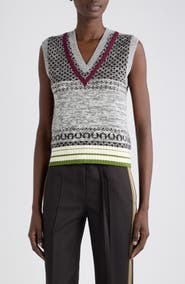Dries Van Noten Toque Sleeveless V-Neck Cashmere & Wool Sweater