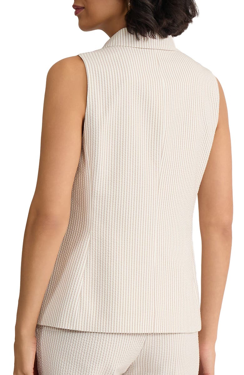 Jones New York Seersucker Stripe Vest, Alternate, color, Natural Stone/ Natural White