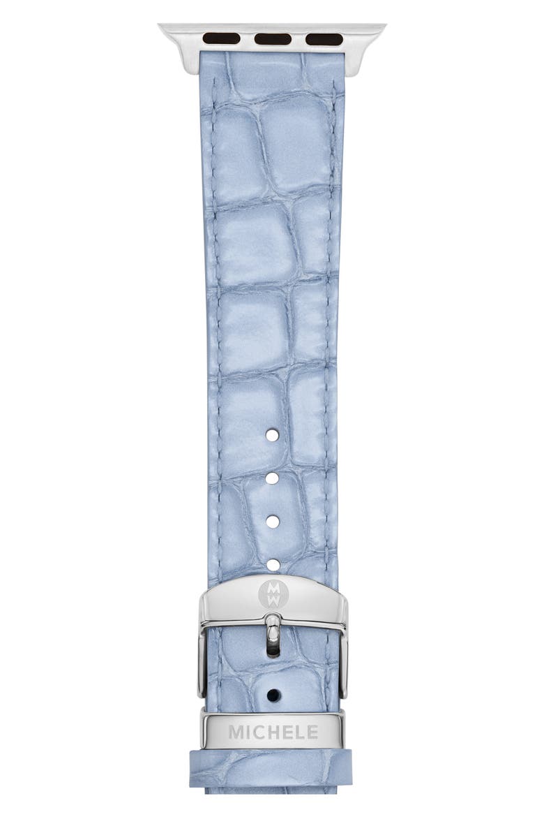 Blue 20mm Croc Embossed Leather Apple Watch® & Samsung Galaxy Watch® Watchband, Main, color, BLUE