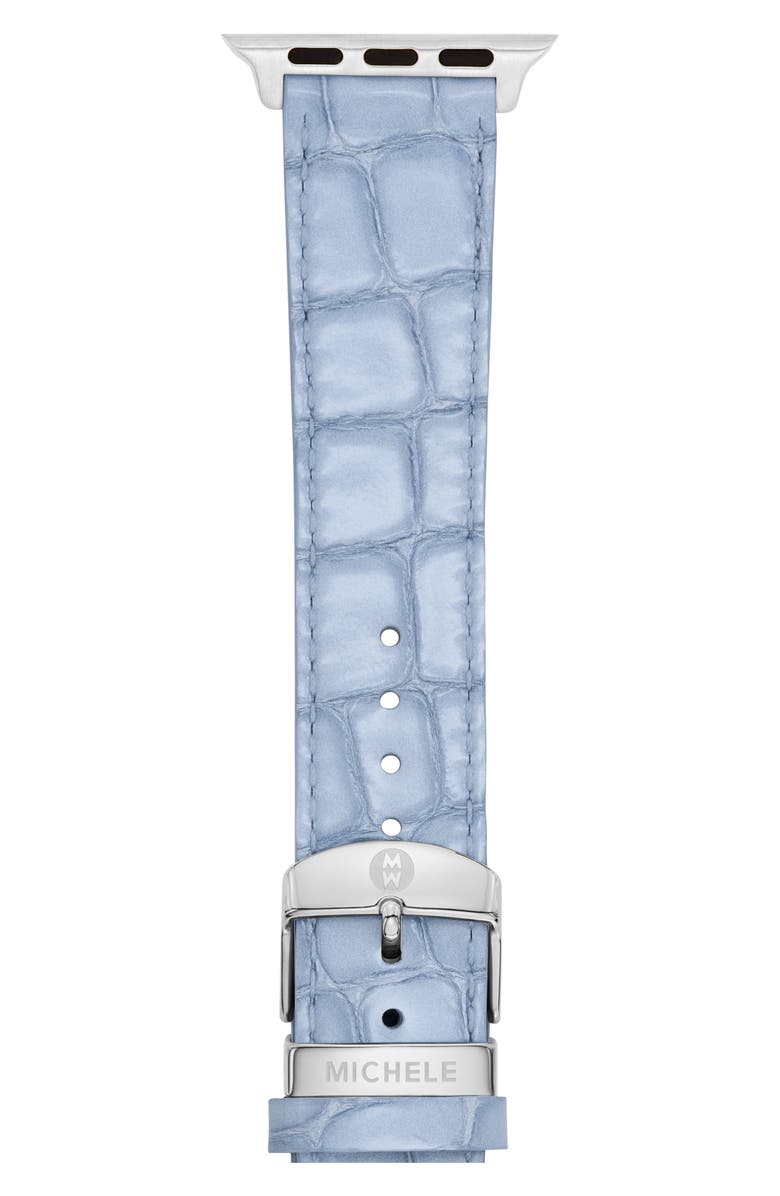 MICHELE Blue 20mm Croc Embossed Leather Apple Watch<sup>®</sup> & Samsung Galaxy Watch<sup>®</sup> Watchband, Main, color, Blue