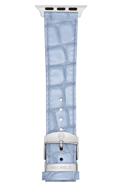 Blue 20mm Croc Embossed Leather Apple Watch® & Samsung Galaxy Watch® Watchband