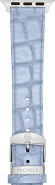 MICHELE Blue 20mm Croc Embossed Leather Apple Watch® & Samsung Galaxy Watch® Watchband