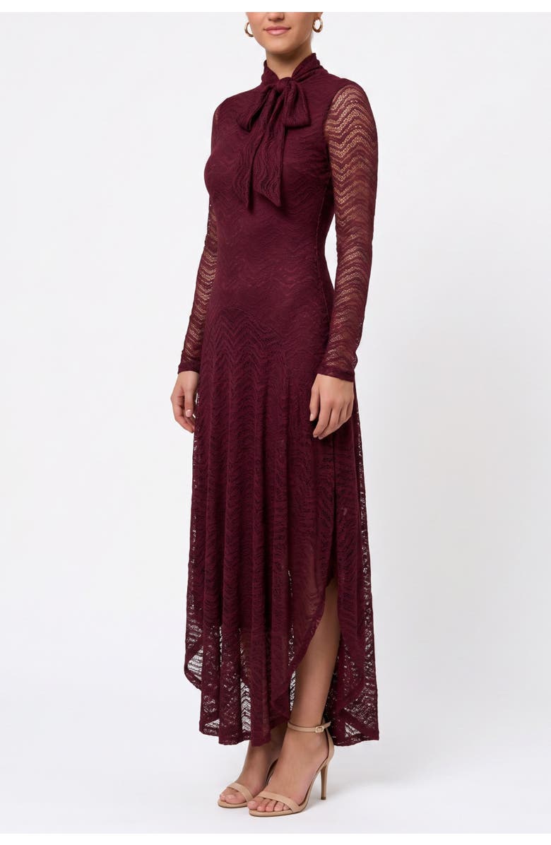 RACHEL Rachel Roy Beatrice Long Sleeve Lace Maxi, Alternate, color, Dark Red