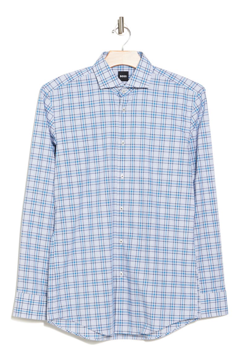 Hank Check Stretch Cotton Dress Shirt, Alternate, color, BRIGHT BLUE