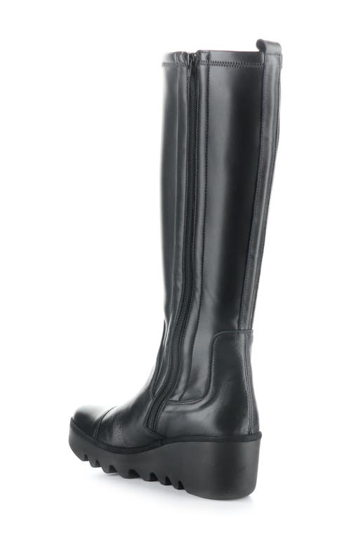 Fly London Budi Knee High Wedge Boot In Black