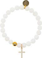 Little Miss Zoe Semi-Precious Gemstone Cross Charm Bracelet in Gift Pouch