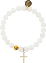 Little Miss Zoe Semi-Precious Gemstone Cross Charm Bracelet in Gift Pouch