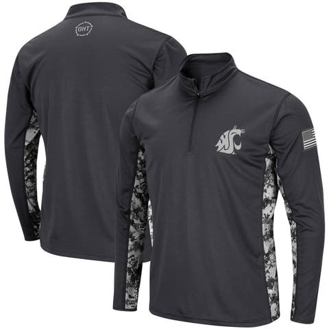 Men's Colosseum Charcoal Washington State Cougars OHT Military Appreciation Digital Camo Lightweight Quarter-Zip Pullover