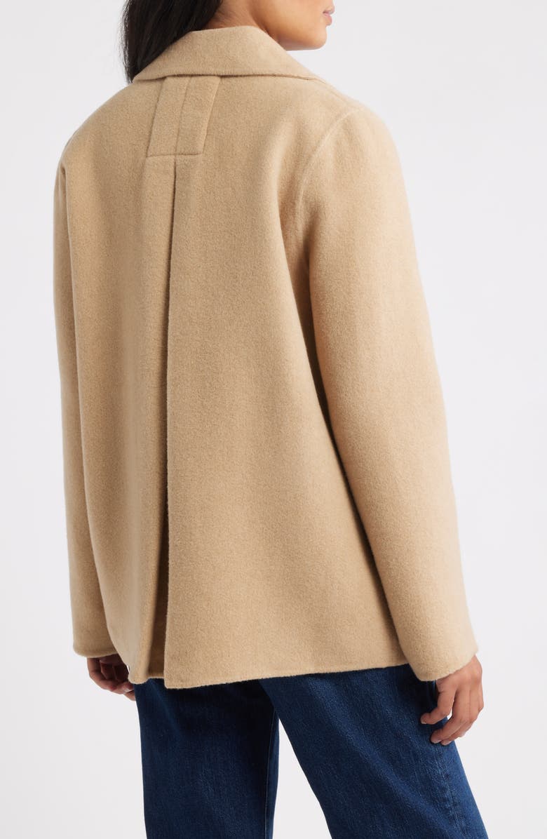 Eileen Fisher Double Breasted Wool Trench Coat, Alternate, color, Biscuit