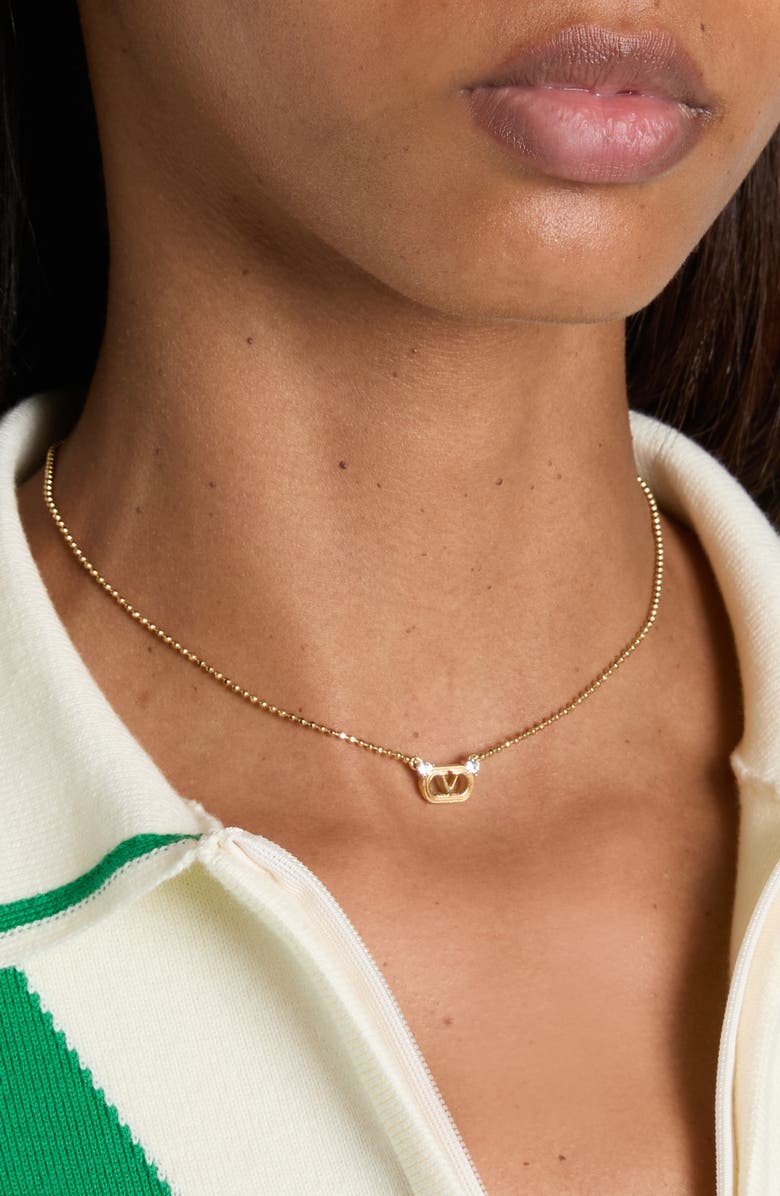 Valentino Garavani Ovalette Pendant Necklace, Alternate, color, Gold