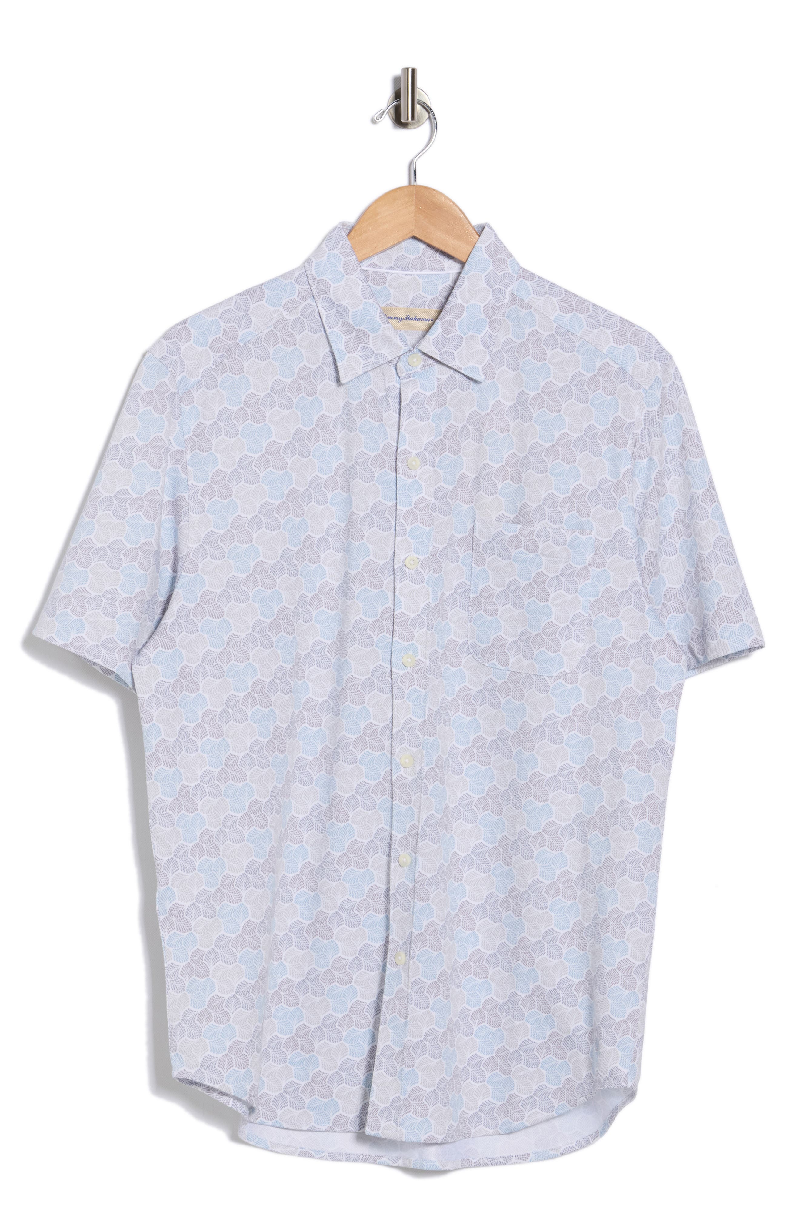 Tommy Bahama Honeycomb Geo Print Short Sleeve Button-Up Shirt