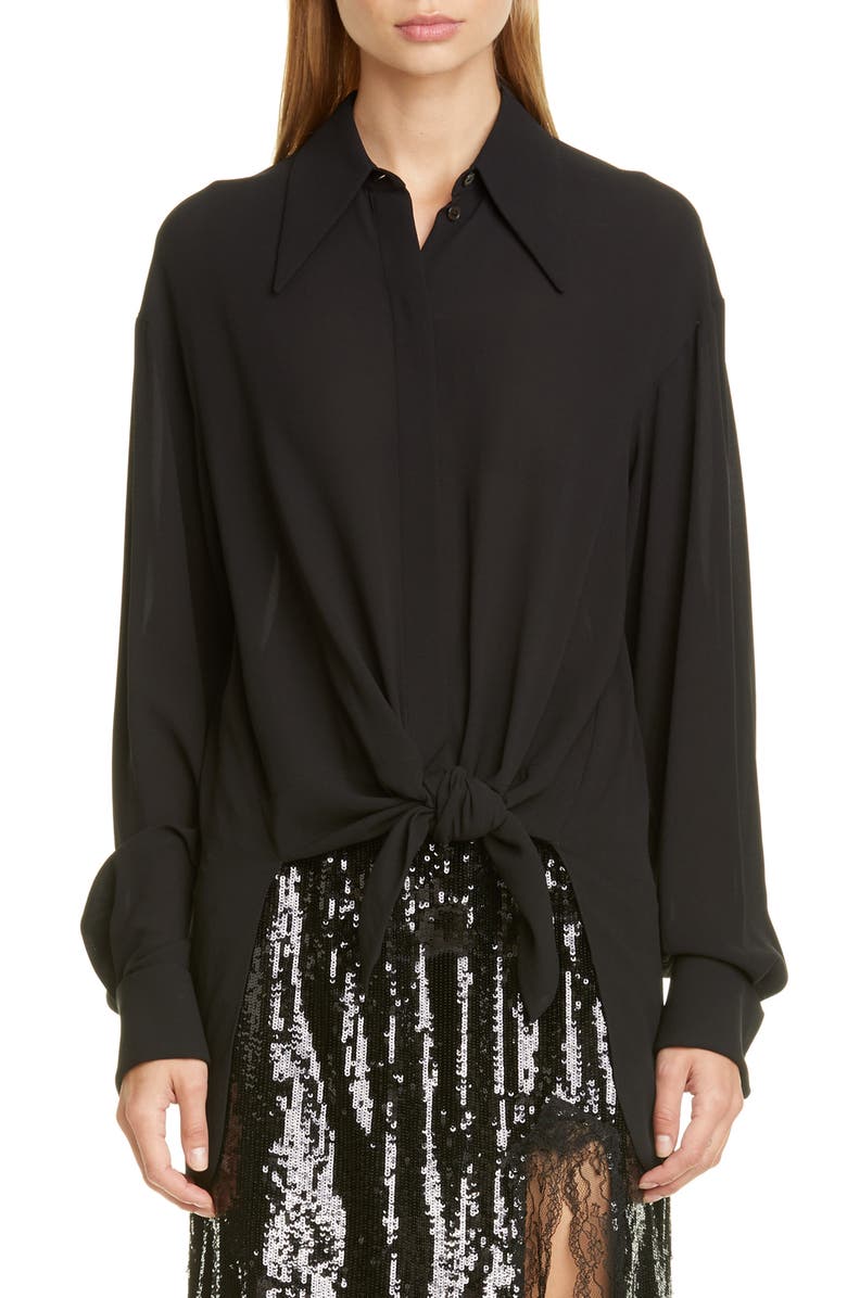 Michael Kors Collection Tie Front Silk Shirt, Main, color, 