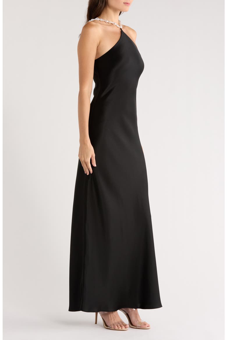 Cadence Sleeveless Satin Maxi Dress, Alternate, color, BLACK