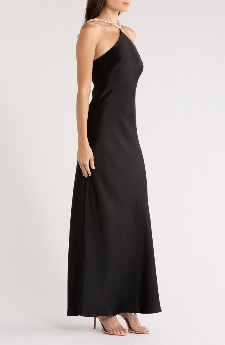 STAUD Cadence Sleeveless Satin Maxi Dress, Alternate, color, Black