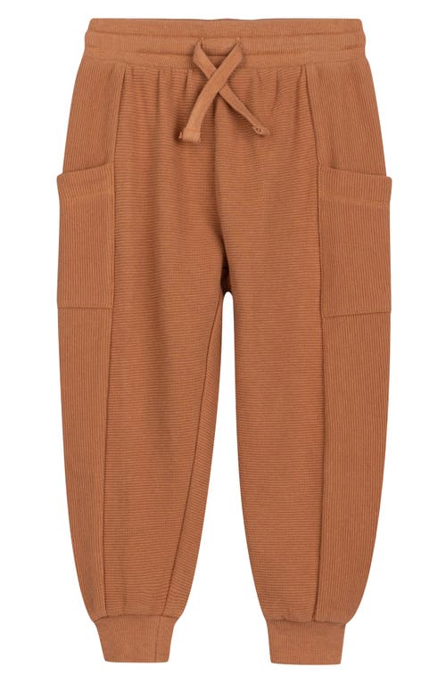 MILES BABY Kids' Cotton Ottoman Joggers in Brown Leather 