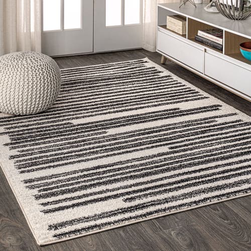 Jonathan Y Khalil Modern Berber Stripe Area Rug In Cream/black